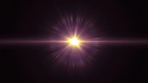 Center flickering star sun lights optical lens flares shiny animation art Stock Footage 85601919