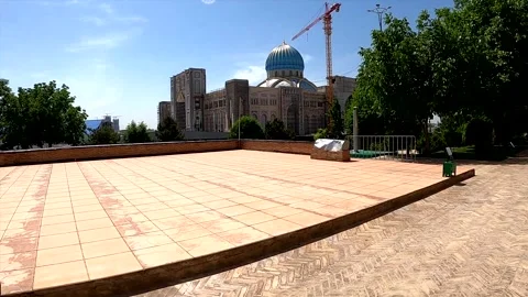 Center of Islamic Civilization construction site in Tashkent, Uzbekistan Stock Footage 335079912