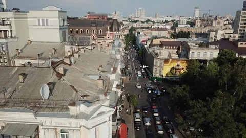 Center of Kiev aerial view. Copter Stock Footage