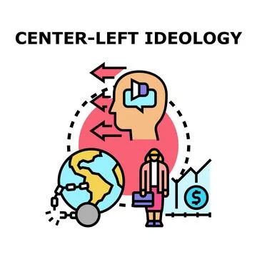 Center left ideology shaping global social economic thinking Stock Illustration