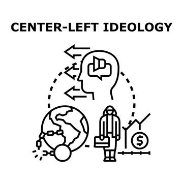 Center left ideology shaping global social economic thinking Illustrazione stock