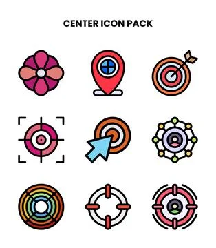 Center Lineal Color Design Icons Pack Stock Illustration