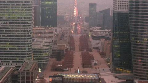 The center of a modern city, the top view, Paris, France Stock Footage