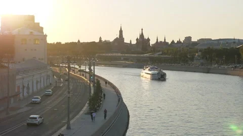 Center of Moscow with Kremlin Stock Footage 210236796