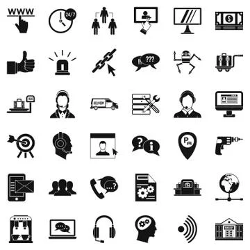 Center operator icons set, simple style Stock Illustration