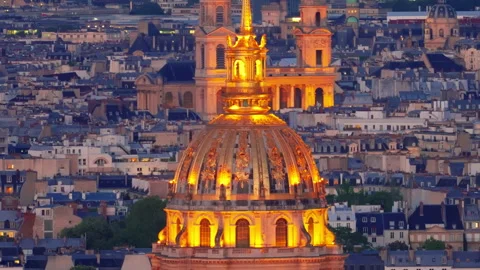 The center of Paris from the height of the Eiffel Tower. Main landmarks of Stock Footage 316590578