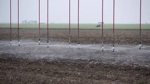 Center Pivot Irrigates Young Corn Crop Stock Footage 72607190