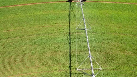 Center Pivot Irrigation System span flyover Stock Footage 312628000