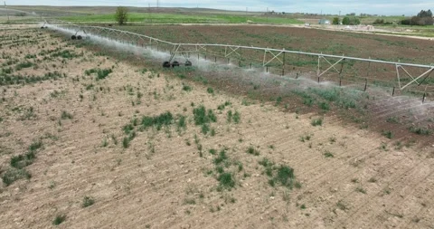 Center Pivot Irrigation System Watering a Field Aerial View New Plymouth Idaho Stock Footage 201118482