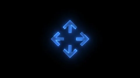 Center position arrow shape stroke icon glowing neon blue color animation Stock Footage 279093594
