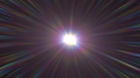 Center rotating rainbow star sun lights optical lens flares shiny animation art Stock Footage 106286308