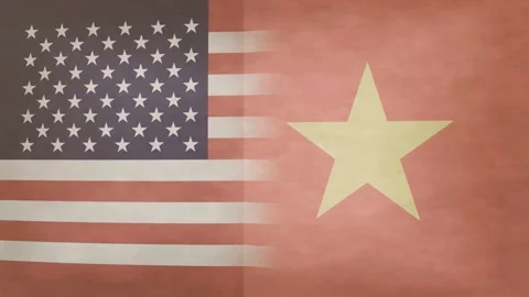 Center seam ripping, two flags tearing open, revealing urban map with HUD Stock Footage 339448679