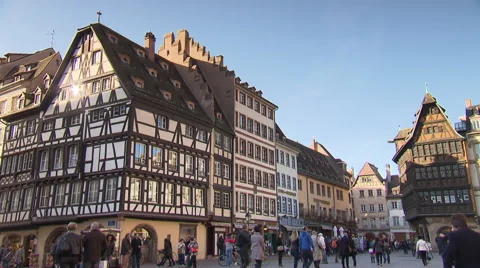 Center of Strasbourg with pedestrian zone Stock Footage 59185620