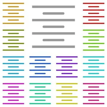 Center, text multi color icon. Simple thin line, outline vector of Text edito Stock Illustration