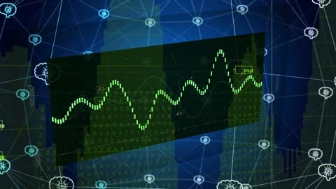 Center tilted panel rotating, data feed starting dotted waveform, neon steps Stock Footage 334883530