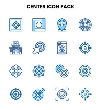 Center Two Colour Vector Icons Pack Stock Illustration