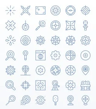 Center Vector Icon Set with 42 Regular Line 128x128 Display Perfect Graphics Stock-Illustration