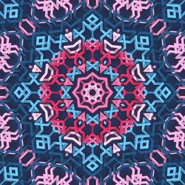 Centered 3D Geometric Star Ornament in Pink and Blue Stock Illustration