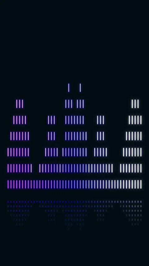 A centered arrangement of violet, blue, and white dotted bars rises above h.. Stock Footage 348520737