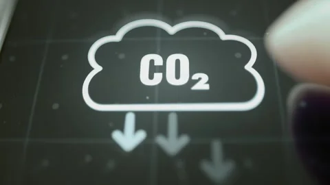 Centered CO2 cloud outline appears above three downward arrows Stock Footage 343367450