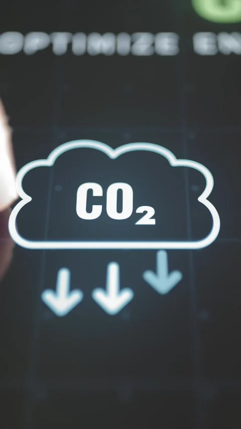 Centered CO2 cloud outline sits over three descending arrows Stock Footage 343370720
