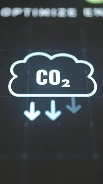 Centered CO2 cloud outline sits over three descending arrows 库存照片