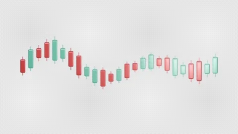 Centered Financial Candlestick Chart - Transparent 4K Loop Video stock 347595143