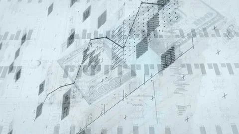 Centered financial chart revealing jagged line from left on load, blocks Video stock 335235422