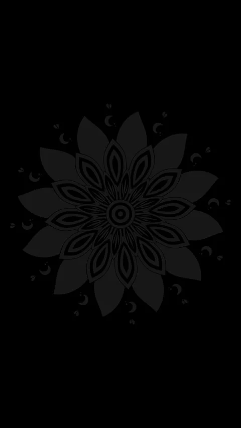 A centered flower-like mandala made from dark gray layered petals blends so.. Stock Footage 348576025