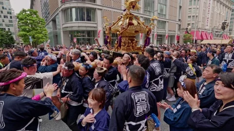 Centered Golden Shrine Flanked by Clapping Crowds on Both Sides Stock Footage 341417248