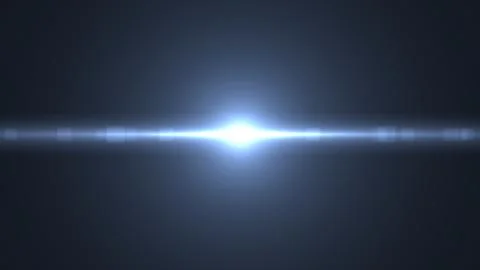 Centered Horizontal Blue Lens Flare with Square Artifacts on Dark Background Stock Illustration
