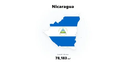 Centered Nicaragua map silhouette filled with blue white red flag colors Stock Footage 345644864