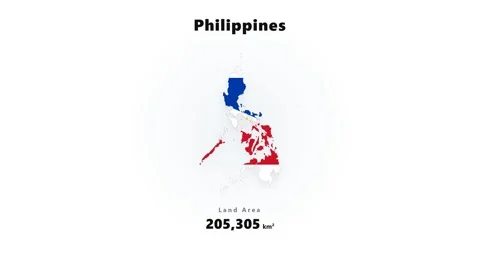 Centered Philippines map silhouette with blue northern islands and red southern Stock Footage 345645133