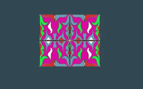 Centered Quatrefoil Tile Pattern in Pink Green and Blue Stock Illustration