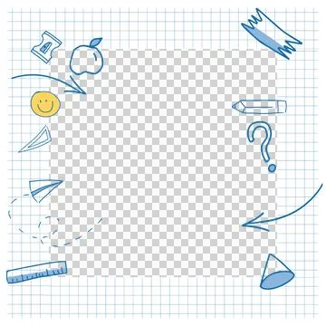 Centering slate rectangle on grid paper, apple pencil doodles on transparent Stock Illustration