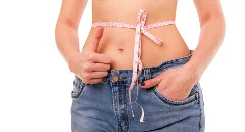 Centimeter at the waist. Stock Photos
