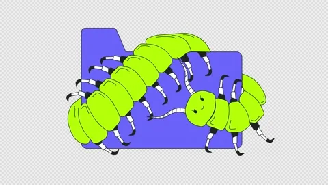 Centipede crawling over file folder 2D onboarding ui animation Stock Footage 309758989