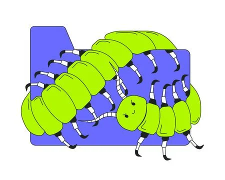 Centipede crawling over file folder 2D onboarding ui illustration Stock Illustration