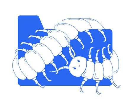 Centipede crawling over file folder line onboarding ui illustration Stock Illustration