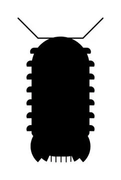 Centipede millipede cartoon posing flat insect black silhouette vector Stock Illustration
