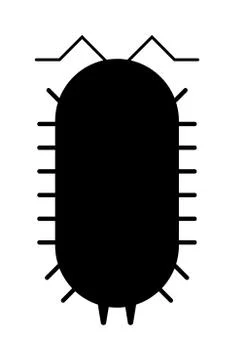 Centipede millipede cartoon posing flat insect black silhouette vector Stock Illustration