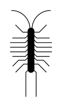 Centipede millipede cartoon posing flat insect black silhouette vector Stock Illustration
