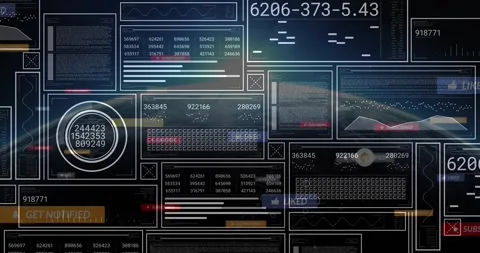 Central 3D telemetry dashboard lighting up by light sweep, filling modules and 스톡 동영상 321071033