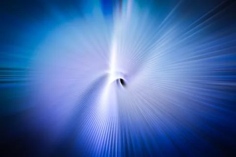Central abstract vortex is emitting blue-white gradient radial streaks in Foto stock