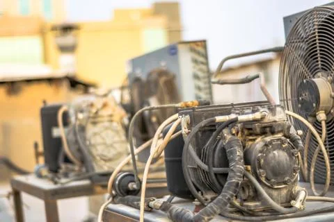 Central ac compressor Stock Photos