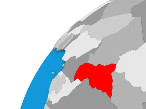 Central Africa on globe in red Illustrazione stock