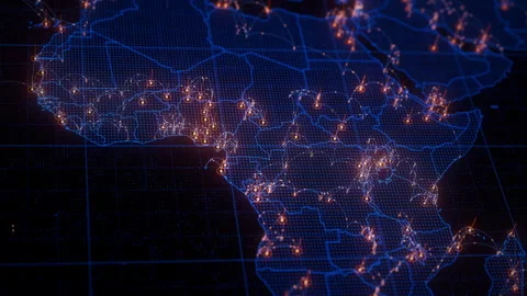 Central Africa map big data visualization. Futuristic digital map infographic of Stock Footage 337727779