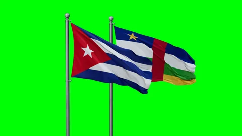 Central African and Cuba flags Stock Footage 291472080