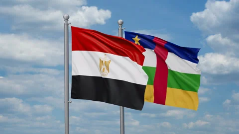 Central African and Egypt flags Stock Footage 268848406