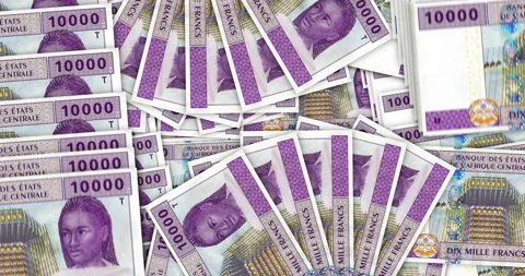 Central African CFA Franc banknotes in a fan mosaic pattern loop Stock Footage 274637227